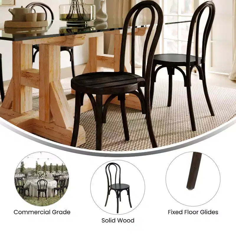 Emma et Oliver - Lot de 2 chaises de salle à manger empilables en bois massif style Thonet