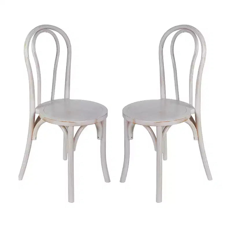 Emma et Oliver - Lot de 2 chaises de salle à manger empilables en bois massif style Thonet