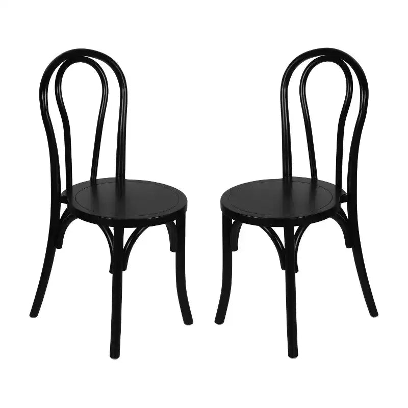 Emma et Oliver - Lot de 2 chaises de salle à manger empilables en bois massif style Thonet