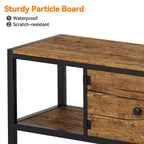Meuble TV WhizMax de 58 po avec rangement, jusqu'à 65 po, meuble TV en bois pour salon, deux espaces de rangement fermés et étagères ouvertes, marron rustique