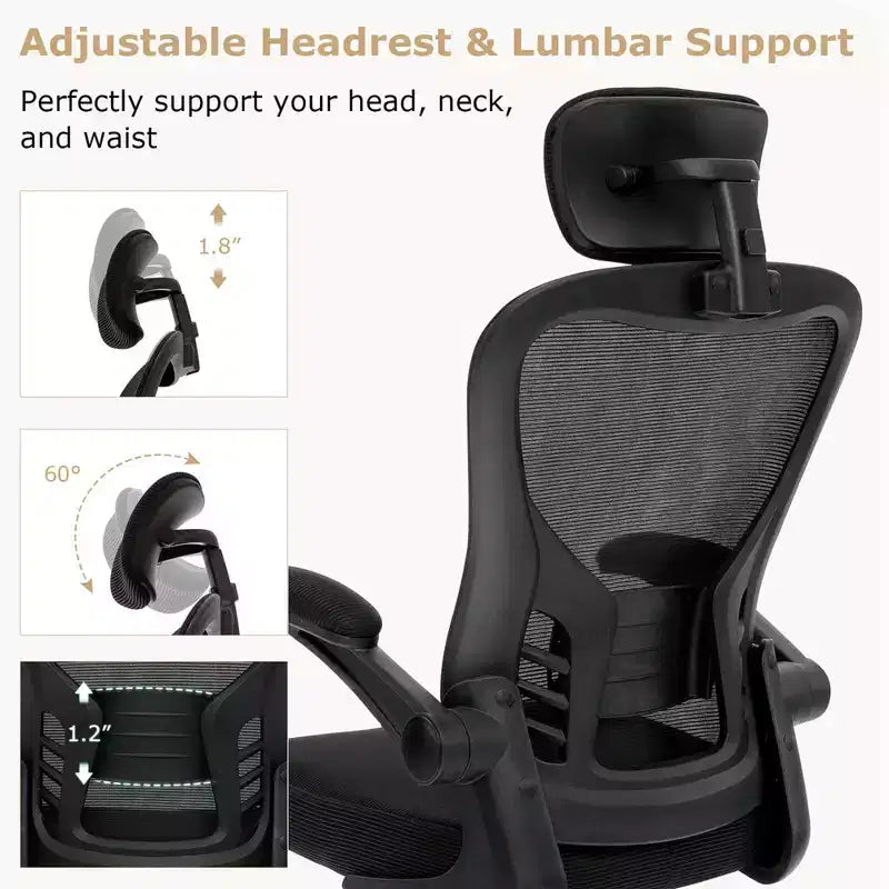 Chaise de bureau ergonomique en maille Costway Chaise de direction réglable en hauteur Noire