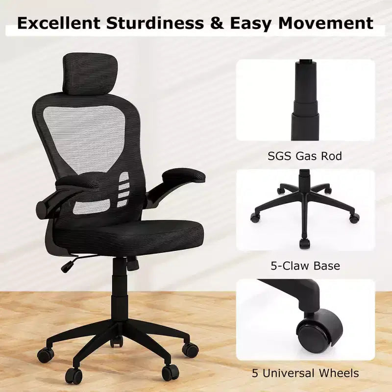 Chaise de bureau ergonomique en maille Costway Chaise de direction réglable en hauteur Noire