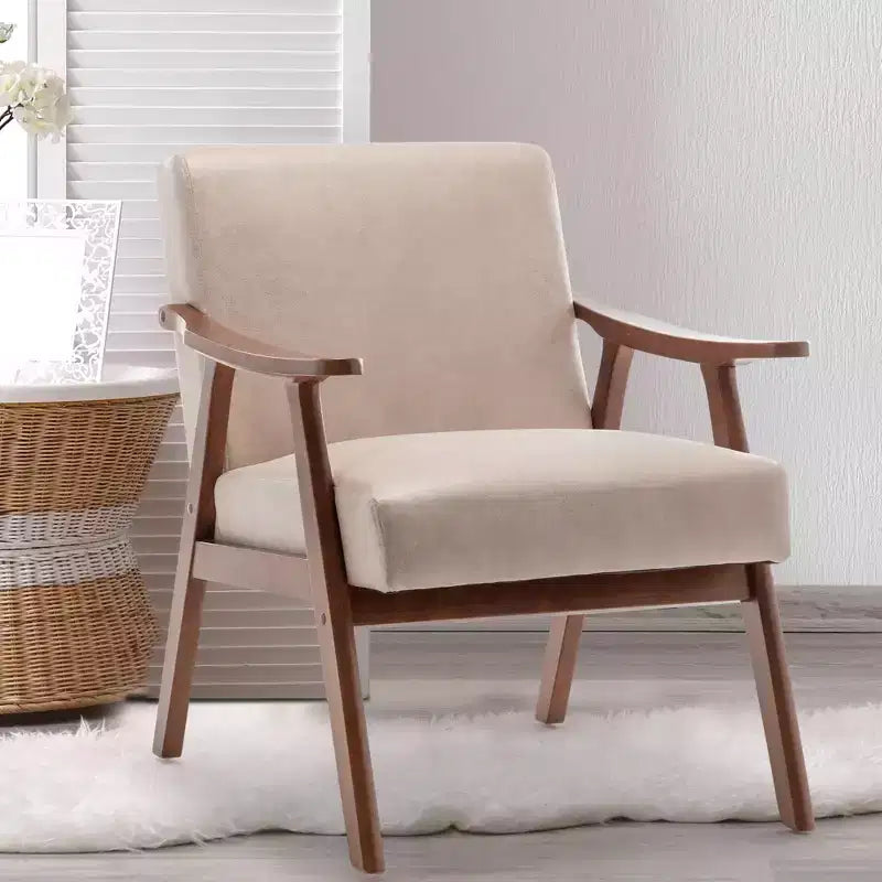 Accent Velvet Armchair, Mid Century Modern Chairs With Ergonomic Backrest, Single Lounge Reading Armchair With Solid Wood Frame For Living Room