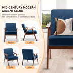 Fauteuil en Velours Accent, Chaises Modernes du Milieu du Siècle avec Dossier Ergonomique, Fauteuil de Lecture Individuel avec Cadre en Bois Massif pour Salon