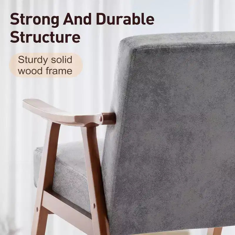 Fauteuil en Velours Accent, Chaises Modernes du Milieu du Siècle avec Dossier Ergonomique, Fauteuil de Lecture Individuel avec Cadre en Bois Massif pour Salon