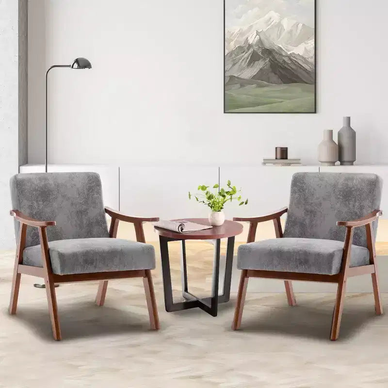 Fauteuil en Velours Accent, Chaises Modernes du Milieu du Siècle avec Dossier Ergonomique, Fauteuil de Lecture Individuel avec Cadre en Bois Massif pour Salon