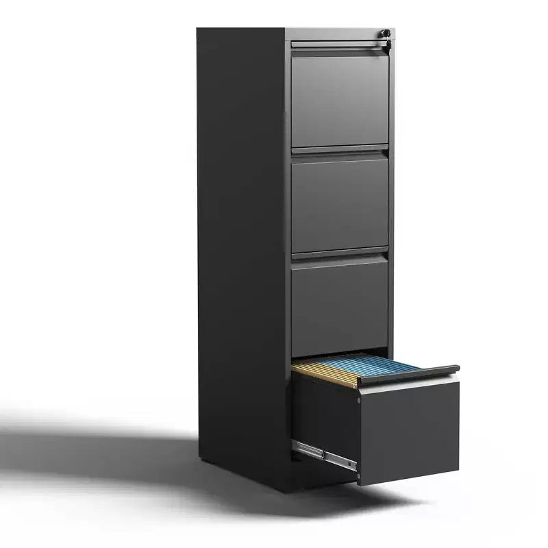 Meuble de classement à 4 tiroirs, Classeurs métalliques avec serrure pour dossiers de format A4/Lettre/Legal, Armoire de rangement verticale en acier pour bureau à domicile
