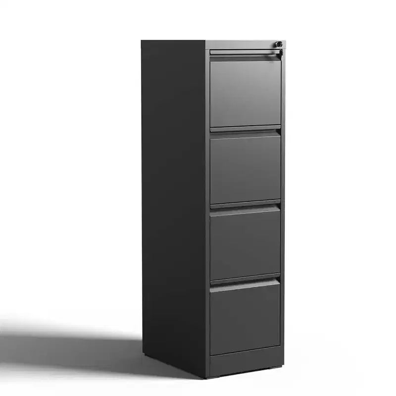 Meuble de classement à 4 tiroirs, Classeurs métalliques avec serrure pour dossiers de format A4/Lettre/Legal, Armoire de rangement verticale en acier pour bureau à domicile