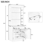 Bibliothèque haute de rangement de 211,8 cm avec étagères ouvertes, ensemble de 2 bibliothèques autoportantes avec 2 portes et 1 tiroir pour bureau, chambre, salon