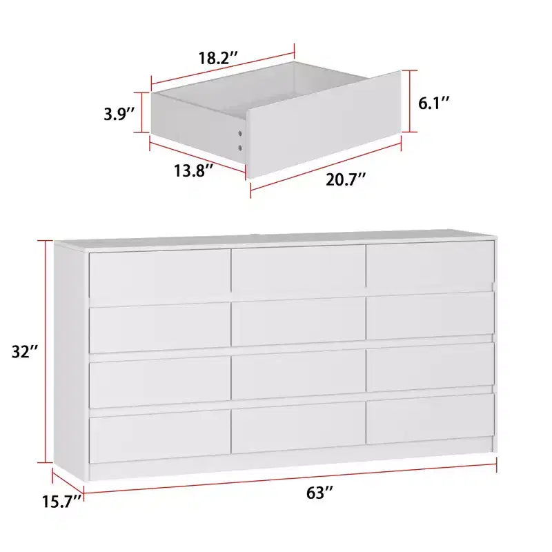 Commode Famapy moderne à 12 tiroirs, élégante.