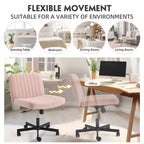 Chaise sans accoudoirs Erommy Criss Cross avec roulettes, Chaise de bureau à pieds croisés réglable en hauteur, Chaise de bureau pour le bureau, la chambre, le salon
