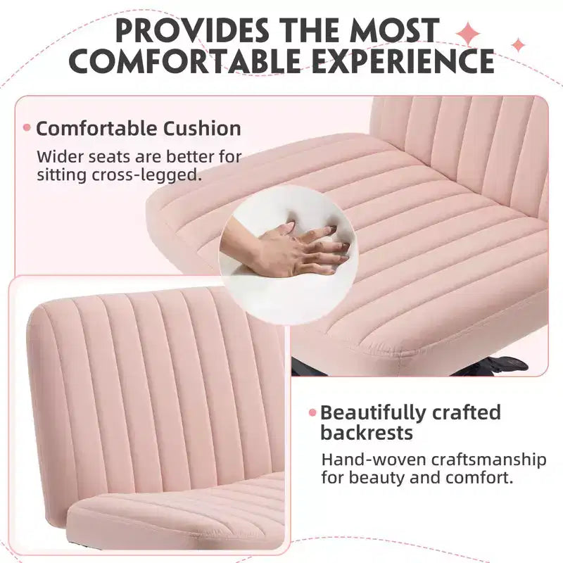 Chaise sans accoudoirs Erommy Criss Cross avec roulettes, Chaise de bureau à pieds croisés réglable en hauteur, Chaise de bureau pour le bureau, la chambre, le salon