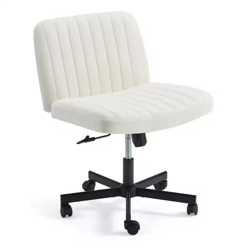 Chaise sans accoudoirs Erommy Criss Cross avec roulettes, Chaise de bureau à pieds croisés réglable en hauteur, Chaise de bureau pour le bureau, la chambre, le salon