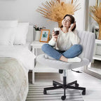 Chaise sans accoudoirs Erommy Criss Cross avec roulettes, Chaise de bureau à pieds croisés réglable en hauteur, Chaise de bureau pour le bureau, la chambre, le salon