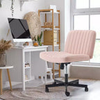 Chaise sans accoudoirs Erommy Criss Cross avec roulettes, Chaise de bureau à pieds croisés réglable en hauteur, Chaise de bureau pour le bureau, la chambre, le salon