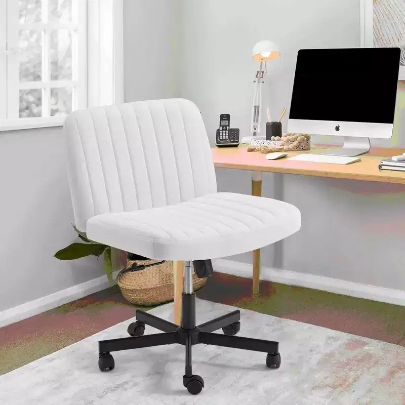 Chaise sans accoudoirs Erommy Criss Cross avec roulettes, Chaise de bureau à pieds croisés réglable en hauteur, Chaise de bureau pour le bureau, la chambre, le salon