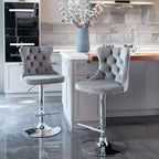 Swivel Velvet Barstools, Modern Upholstered Chrome base Bar Stools with Backs Comfortable Tufted for Home Pub and Kitchen Island-Set of 2