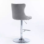 Tabourets de bar pivotants en velours, tabourets de bar modernes rembourrés avec base chromée et dossier capitonné confortables pour la maison, le pub et l'îlot de cuisine - Lot de 2
