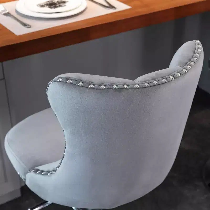 Tabourets de bar pivotants en velours, tabourets de bar modernes rembourrés avec base chromée et dossier capitonné confortables pour la maison, le pub et l'îlot de cuisine - Lot de 2