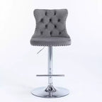 Tabourets de bar pivotants en velours, tabourets de bar modernes rembourrés avec base chromée et dossier capitonné confortables pour la maison, le pub et l'îlot de cuisine - Lot de 2