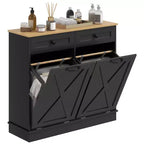 HOMCOM Tilt Out Laundry Hamper Cabinet Bathroom Storage Cabinet with 2 Removable Baskets and 2 Drawers