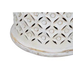 Jofran, Petite table d'appoint tambour en bois dur vieilli, de marque Decker, coloris blanc