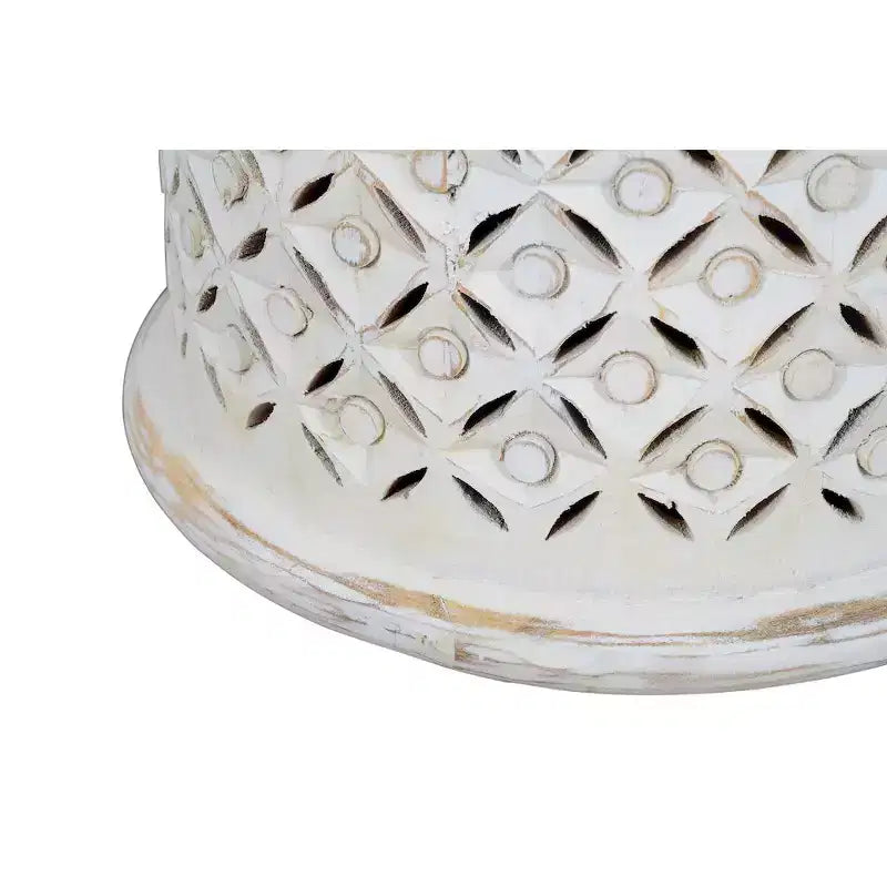 Jofran, Petite table d'appoint tambour en bois dur vieilli, de marque Decker, coloris blanc
