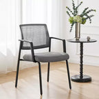 JIONJOY Chaise de travail empilable avec accoudoirs et dossier en maille de 62 cm de large | Gris
