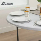 Table de banquet ronde polyvalente Peakform, légère, durable et pliable avec base sécurisée pour événements intérieurs et extérieurs, 60 pouces, blanc