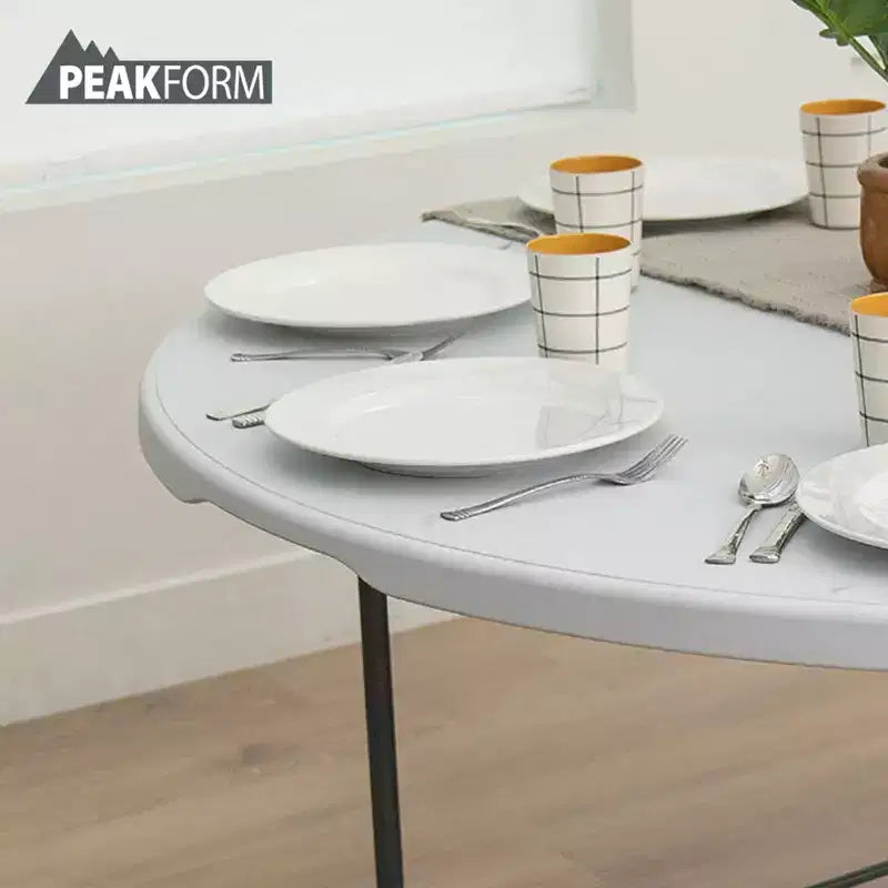 Table de banquet ronde polyvalente Peakform, légère, durable et pliable avec base sécurisée pour événements intérieurs et extérieurs, 60 pouces, blanc
