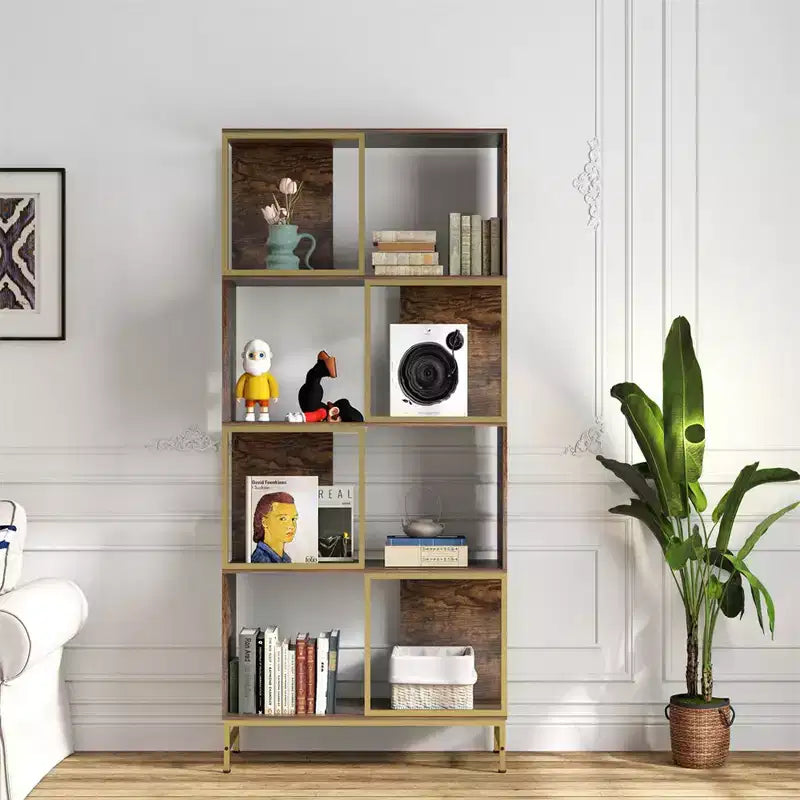 4 Tier Industrial Bookcase, 70.8 Tall Narrow Bookshelf, Floor Standing Bookcase with Storage, Display Storage Shelf for Bedroom Living Room Office