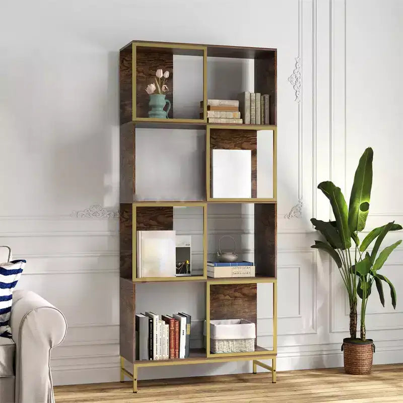 Étagère industrielle à 4 niveaux, bibliothèque étroite de 1,80 m de haut, bibliothèque autoportante avec rangement, étagère de rangement pour chambre, salon, bureau