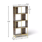 Étagère industrielle à 4 niveaux, bibliothèque étroite de 1,80 m de haut, bibliothèque autoportante avec rangement, étagère de rangement pour chambre, salon, bureau