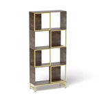 Étagère industrielle à 4 niveaux, bibliothèque étroite de 1,80 m de haut, bibliothèque autoportante avec rangement, étagère de rangement pour chambre, salon, bureau
