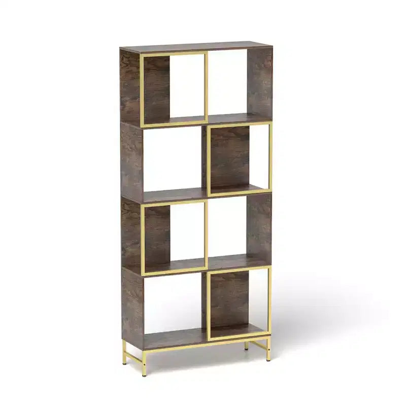 Étagère industrielle à 4 niveaux, bibliothèque étroite de 1,80 m de haut, bibliothèque autoportante avec rangement, étagère de rangement pour chambre, salon, bureau