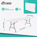 Table pliante Peakform Multipurpose Banquet en deux, légère et durable avec base sécurisée pour événements intérieurs et extérieurs, 8 pieds, blanche