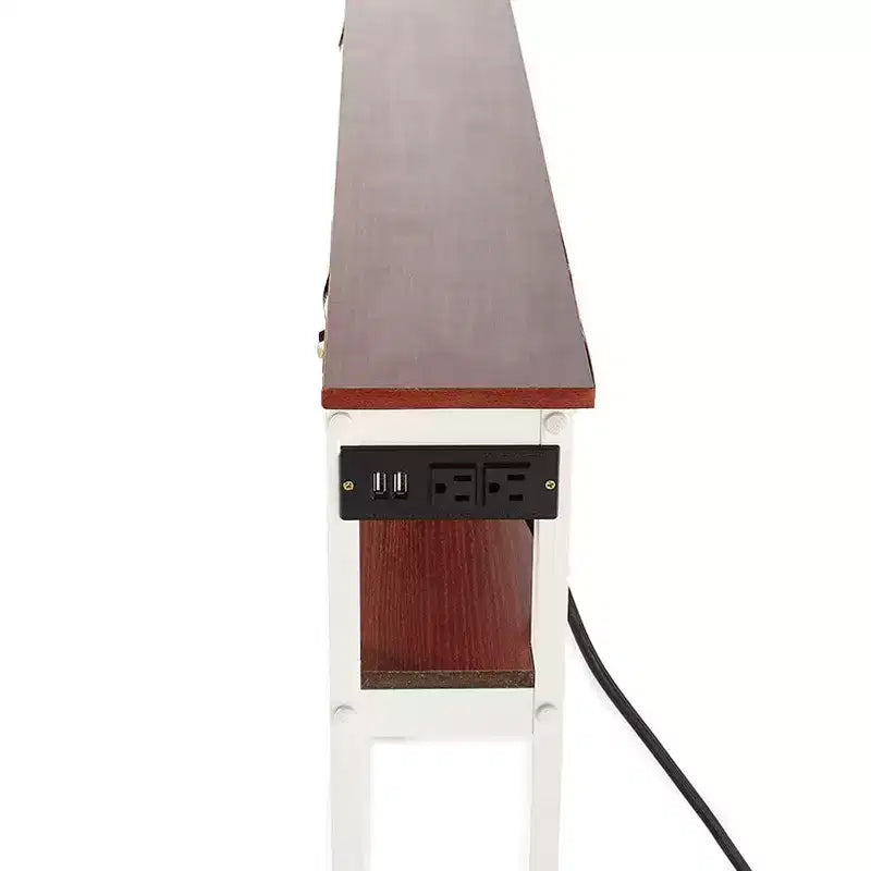 Table d'appoint fine Lakeside Collection avec ports USB et prises de courant intégrés pour l'intérieur