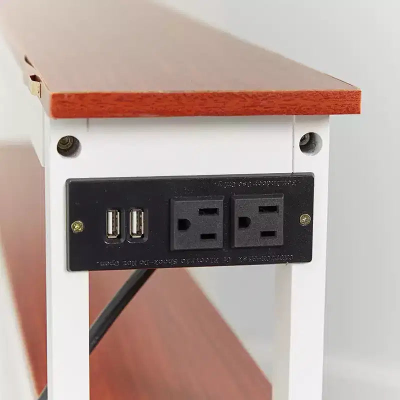 Table d'appoint fine Lakeside Collection avec ports USB et prises de courant intégrés pour l'intérieur