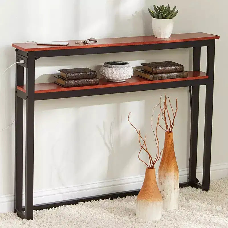 Table d'appoint fine Lakeside Collection avec ports USB et prises de courant intégrés pour l'intérieur