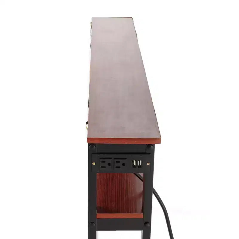 Table d'appoint fine Lakeside Collection avec ports USB et prises de courant intégrés pour l'intérieur