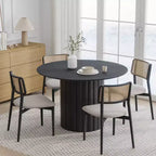 Dovelina Mid-Century Round Dining Table Wood Kitchen Table Dining Room Table for 4 People - Black
