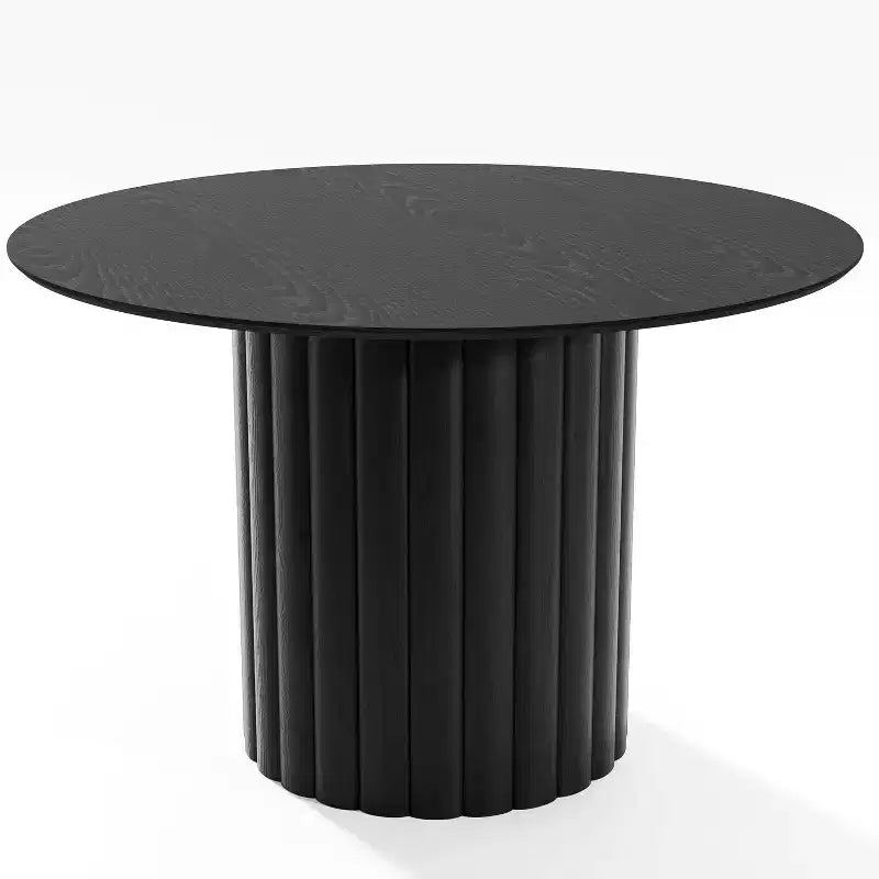 Table de salle à manger ronde Dovelina de style Mid-Century, table de cuisine en bois, table de salle à manger pour 4 personnes - Noir