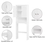 Armoire de Rangement WC, Étagère de Rangement Gain de Place pour Salle de Bain, Meuble de Rangement Autoportant pour Salle de Bain avec 2 Portes et Étagère Ouverte