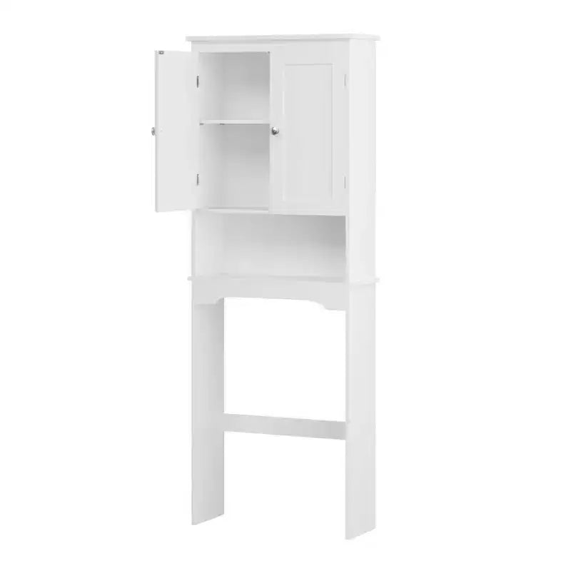 Armoire de Rangement WC, Étagère de Rangement Gain de Place pour Salle de Bain, Meuble de Rangement Autoportant pour Salle de Bain avec 2 Portes et Étagère Ouverte