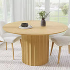 Dovelina Table à Manger Ronde Mid-Century en Bois pour 4 Personnes - Bois Naturel