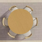 Dovelina Table à Manger Ronde Mid-Century en Bois pour 4 Personnes - Bois Naturel