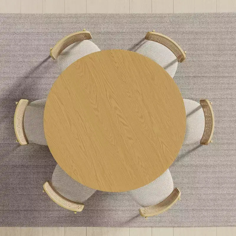 Dovelina Table à Manger Ronde Mid-Century en Bois pour 4 Personnes - Bois Naturel