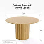 Dovelina Table à Manger Ronde Mid-Century en Bois pour 4 Personnes - Bois Naturel