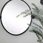TEHOME Javel Miroir Ovale Inclinable de Salle de Bain avec Cadre en Métal Noir, Miroir Mural Biseauté, Dimensions Totales 27,03 x 26 pouces (Miroir 23 x 26 pouces)
