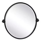 TEHOME Javel Miroir Ovale Inclinable de Salle de Bain avec Cadre en Métal Noir, Miroir Mural Biseauté, Dimensions Totales 27,03 x 26 pouces (Miroir 23 x 26 pouces)